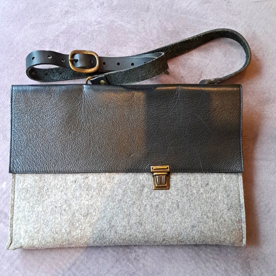 Leather And Felt Crossbody Purse